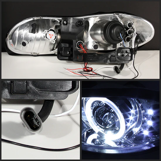 Fits ( Spyder Signature ) Chevy Camaro 98-02 Projector Headlights - LED Halo - LED ( Replaceable LEDs ) - Chrome - High 9005 (Not Included) - Low H1 (Included) - Image 2