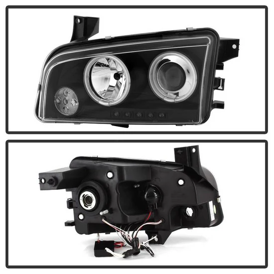 Fits ( Spyder Signature ) Dodge Charger 06-10 Projector Headlights - Halogen Model Only ( Not Compatiable With Xenon/HID Model ) - CCFL Halo - LED ( Replaceable LEDs ) - Black - High H1 (Included) - Low 9006 (Not Included) - Image 6