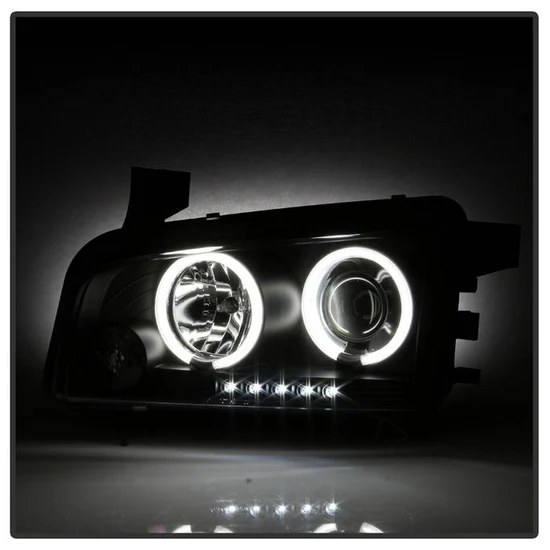 Fits ( Spyder Signature ) Dodge Charger 06-10 Projector Headlights - Halogen Model Only ( Not Compatiable With Xenon/HID Model ) - CCFL Halo - LED ( Replaceable LEDs ) - Black - High H1 (Included) - Low 9006 (Not Included) - Image 3