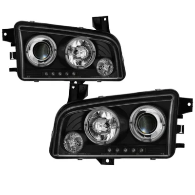 Fits ( Spyder Signature ) Dodge Charger 06-10 Projector Headlights - Halogen Model Only ( Not Compatiable With Xenon/HID Model ) - LED Halo - LED ( Replaceable LEDs ) - Black - High H1 (Included) - Low 9006 (Not Included)
