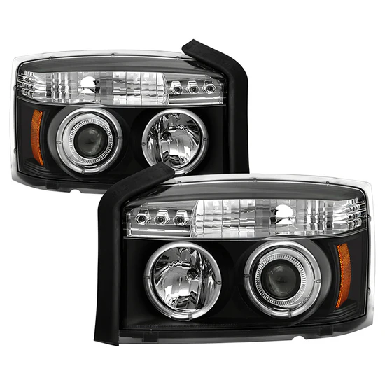 Fits ( Spyder Signature ) Dodge Dakota 05-07 Projector Headlights - LED Halo - Black - High H1 (Included) - Low H1 (Included)