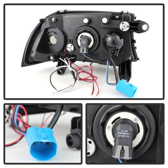 Fits ( Spyder Signature ) Dodge Dakota 97-04 / Durango 98-03 1PC Projector Headlights - LED Halo - LED ( Replaceable LEDs ) - Black - High H1 (Included) - Low 9006 (Included) - Image 3