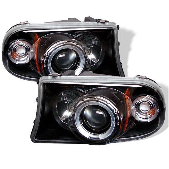 Fits ( Spyder Signature ) Dodge Dakota 97-04 / Durango 98-03 1PC Projector Headlights - LED Halo - LED ( Replaceable LEDs ) - Black - High H1 (Included) - Low 9006 (Included)