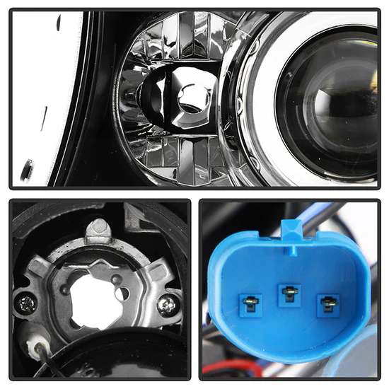 Fits ( Spyder Signature ) Dodge Dakota 97-04 / Durango 98-03 1PC Projector Headlights - CCFL Halo - LED ( Replaceable LEDs ) - Black - High H1 (Included) - Low 9006 (Included) - Image 6