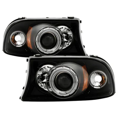 Fits ( Spyder Signature ) Dodge Dakota 97-04 / Durango 98-03 1PC Projector Headlights - CCFL Halo - LED ( Replaceable LEDs ) - Black - High H1 (Included) - Low 9006 (Included)