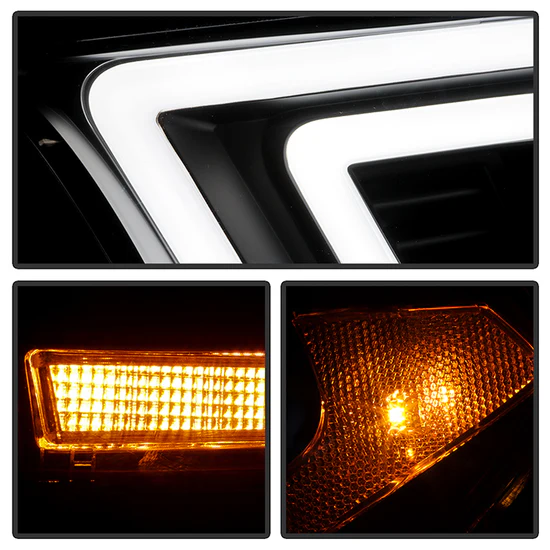 Fits ( Spyder Signature ) Dodge Durango 2011-2013 HID Model Only ( Not Compatible With Factory Halogen Model ) Projector Headlights - Sequential LED Turn Signal - LED White Light Bar Parking Light - Black - Image 14