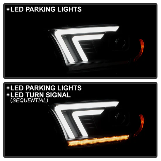 Fits ( Spyder Signature ) Dodge Durango 2011-2013 HID Model Only ( Not Compatible With Factory Halogen Model ) Projector Headlights - Sequential LED Turn Signal - LED White Light Bar Parking Light - Black - Image 12