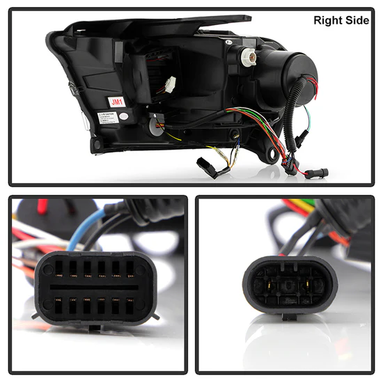 Fits ( Spyder Signature ) Dodge Durango 2011-2013 HID Model Only ( Not Compatible With Factory Halogen Model ) Projector Headlights - Sequential LED Turn Signal - LED White Light Bar Parking Light - Black - Image 10