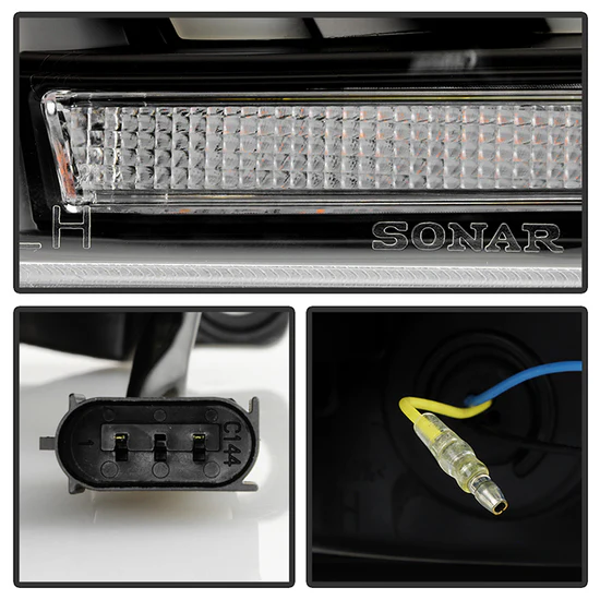Fits ( Spyder Signature ) Dodge Durango 2011-2013 HID Model Only ( Not Compatible With Factory Halogen Model ) Projector Headlights - Sequential LED Turn Signal - LED White Light Bar Parking Light - Black - Image 7