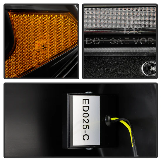 Fits ( Spyder Signature ) Dodge Durango 2011-2013 HID Model Only ( Not Compatible With Factory Halogen Model ) Projector Headlights - Sequential LED Turn Signal - LED White Light Bar Parking Light - Black - Image 6