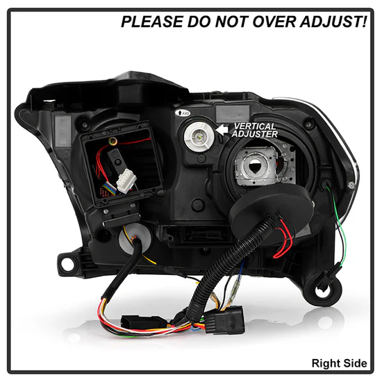 Fits ( Spyder Signature ) Dodge Durango 2011-2013 HID Model Only ( Not Compatible With Factory Halogen Model ) Projector Headlights - Sequential LED Turn Signal - LED White Light Bar Parking Light - Black - Image 4