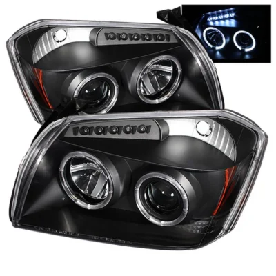 Fits ( Spyder Signature ) Dodge Magnum 05-07 Projector Headlights - LED Halo - LED ( Replaceable LEDs ) - Black - High H1 (Included) - Low 9006 (Not Included)