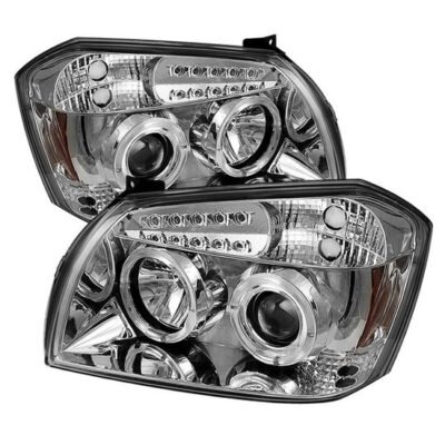 Fits ( Spyder Signature ) Dodge Magnum 05-07 Projector Headlights - LED Halo - LED ( Replaceable LEDs ) - Chrome - High H1 (Included) - Low 9006 (Not Included)