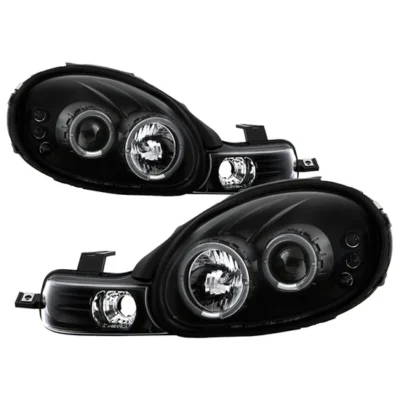 Fits ( Spyder Signature ) Dodge Neon 00-02 Projector Headlights - LED Halo - LED ( Replaceable LEDs ) - Black - High H1 (Included) - Low H1 (Included)