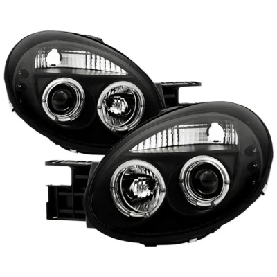 Fits ( Spyder Signature ) Dodge Neon 03-05 Projector Headlights - LED Halo - LED ( Replaceable LEDs ) - Black - High H1 (Included) - Low H1 (Included)