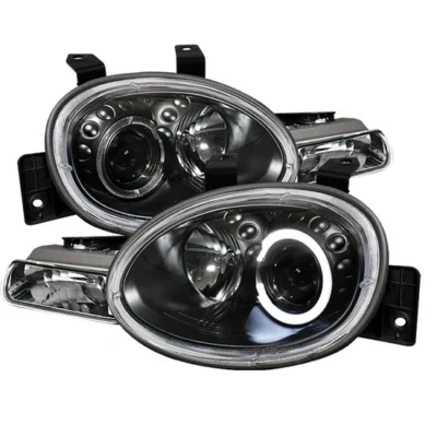 Fits ( Spyder Signature ) Dodge Neon 95-99 / Plymouth Neon 95-99 Projector Headlights - LED Halo - Black - High H1 (Included) - Low H1 (Included)