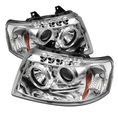 Fits ( Spyder Signature ) Ford Expedition 03-06 Projector Headlights - LED Halo - LED ( Replaceable LEDs ) - Chrome - High 9005 (Not Included) - Low 9006 (Not Included)