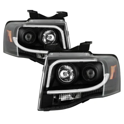 Fits ( Spyder Signature ) Ford Expedition 07-13 Projector Headlights - Light Tube DRL - Black - High H1 (Included) - Low H1 (Included)