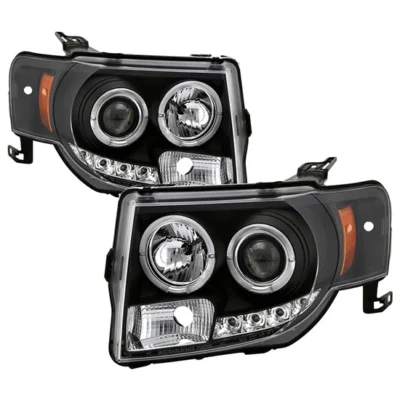 Fits ( Spyder Signature ) Ford Escape 08-12 Projector Headlights - Halogen Model Only ( Not Compatible With Xenon/HID Model ) - DRL - Black - High H1 (Included) - Low H1 (Included)