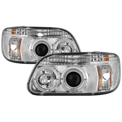Fits ( Spyder Signature ) Ford Explorer 95-01 1PC Projector Headlights - LED Halo - Chrome - High H1 (Included) - Low H1 (Included)