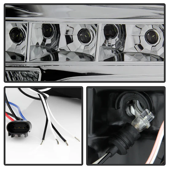 Fits ( Spyder Signature ) Ford F150 09-14 Projector Headlights - Halogen Model Only ( Not Compatible With Xenon/HID Model ) - LED Halo - LED ( Replaceable LEDs ) - Smoke - High H1 (Included) - Low H1 (Included) - Image 5