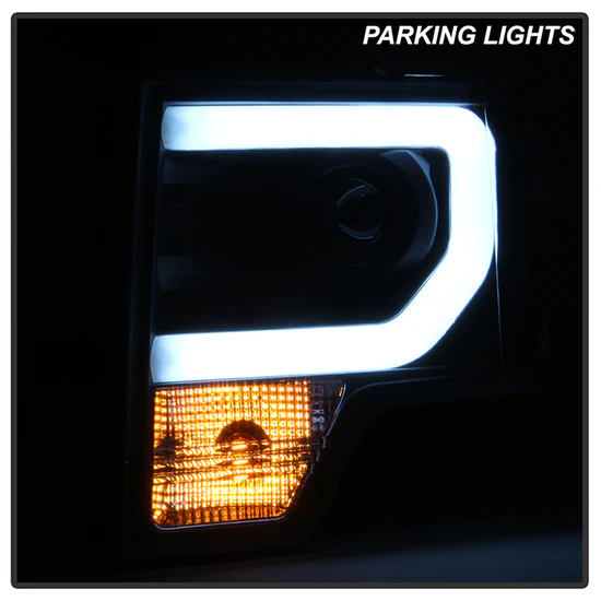 Fits ( Spyder Signature ) Ford F150 09-14 Projector Headlights - Halogen Model Only ( Not Compatible with Factory Xenon/HID Model ) - Light Bar DRL - Black - High/Low H7 (Included) - Image 11