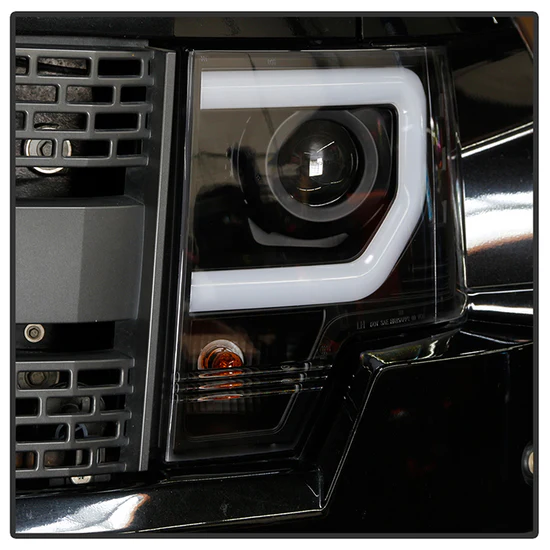 Fits ( Spyder Signature ) Ford F150 09-14 Projector Headlights - Halogen Model Only ( Not Compatible with Factory Xenon/HID Model ) - Light Bar DRL - Black - High/Low H7 (Included) - Image 10