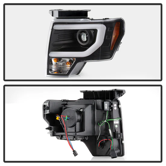 Fits ( Spyder Signature ) Ford F150 09-14 Projector Headlights - Halogen Model Only ( Not Compatible with Factory Xenon/HID Model ) - Light Bar DRL - Black - High/Low H7 (Included) - Image 9