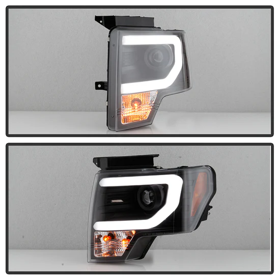 Fits ( Spyder Signature ) Ford F150 09-14 Projector Headlights - Halogen Model Only ( Not Compatible with Factory Xenon/HID Model ) - Light Bar DRL - Black - High/Low H7 (Included) - Image 4