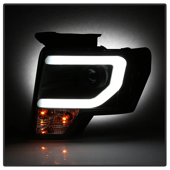 Fits ( Spyder Signature ) Ford F150 09-14 Projector Headlights - Halogen Model Only ( Not Compatible with Factory Xenon/HID Model ) - Light Bar DRL - Black - High/Low H7 (Included) - Image 3
