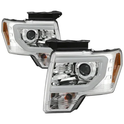Fits ( Spyder Signature ) Ford F150 09-14 Projector Headlights - Halogen Model Only ( Not Compatible with Factory Xenon/HID Model ) - Light Bar DRL - Chrome - High/Low H7 (Included)