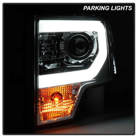 Fits ( Spyder Signature ) Ford F150 09-14 Projector Headlights - Halogen Model Only ( Not Compatible with Factory Xenon/HID Model ) - Light Bar DRL - Chrome - High/Low H7 (Included) - Image 10