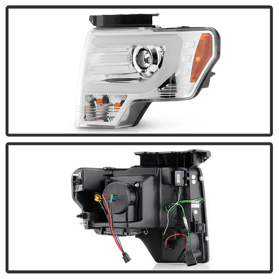 Fits ( Spyder Signature ) Ford F150 09-14 Projector Headlights - Halogen Model Only ( Not Compatible with Factory Xenon/HID Model ) - Light Bar DRL - Chrome - High/Low H7 (Included) - Image 9
