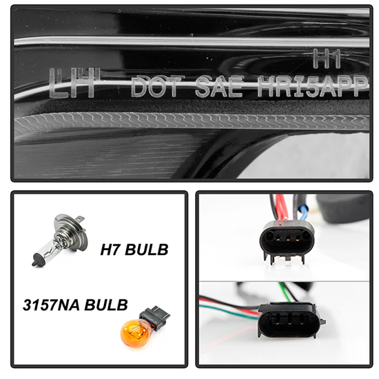 Fits ( Spyder Signature ) Ford F150 09-14 Projector Headlights - Halogen Model Only ( Not Compatible with Factory Xenon/HID Model ) - Light Bar DRL - Chrome - High/Low H7 (Included) - Image 5