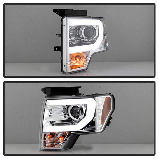 Fits ( Spyder Signature ) Ford F150 09-14 Projector Headlights - Halogen Model Only ( Not Compatible with Factory Xenon/HID Model ) - Light Bar DRL - Chrome - High/Low H7 (Included) - Image 4