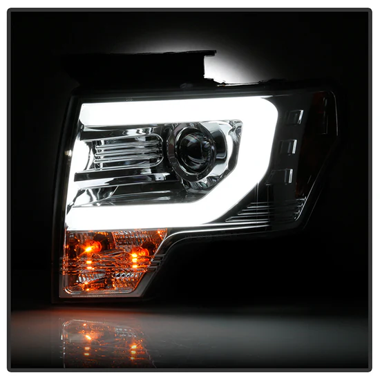 Fits ( Spyder Signature ) Ford F150 09-14 Projector Headlights - Halogen Model Only ( Not Compatible with Factory Xenon/HID Model ) - Light Bar DRL - Chrome - High/Low H7 (Included) - Image 3