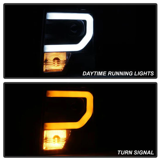 Fits ( Spyder Signature ) Ford F150 09-14 Projector Headlights - Halogen Model Only ( Not Compatible with Factory Xenon/HID Model ) - Switch Back Turn Signal Light Bar - High/Low H7 (Included) ; Signal-2157NA(Not Included) - Black - Image 2