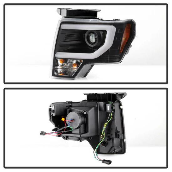 Fits ( Spyder Signature ) Ford F150 09-14 Projector Headlights - Halogen Model Only ( Not Compatible with Factory Xenon/HID Model ) - Switch Back Turn Signal Light Bar - High/Low H7 (Included) ; Signal-2157NA(Not Included) - Black - Image 9
