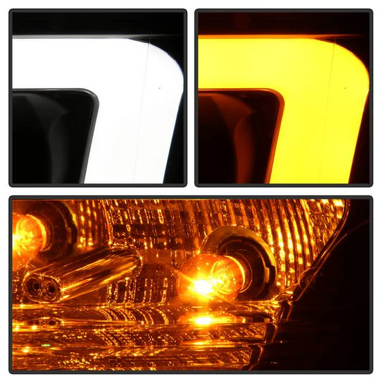 Fits ( Spyder Signature ) Ford F150 09-14 Projector Headlights - Halogen Model Only ( Not Compatible with Factory Xenon/HID Model ) - Switch Back Turn Signal Light Bar - High/Low H7 (Included) ; Signal-2157NA(Not Included) - Black - Image 4