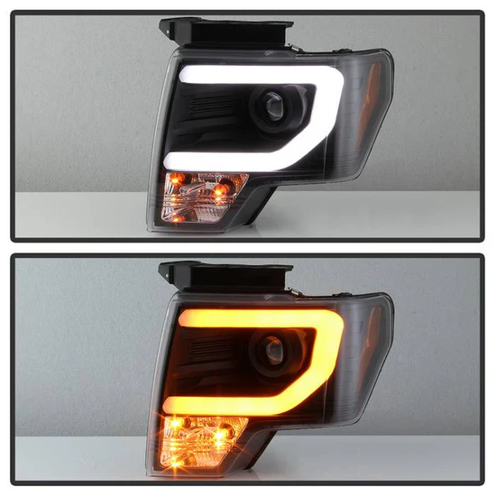 Fits ( Spyder Signature ) Ford F150 09-14 Projector Headlights - Halogen Model Only ( Not Compatible with Factory Xenon/HID Model ) - Switch Back Turn Signal Light Bar - High/Low H7 (Included) ; Signal-2157NA(Not Included) - Black - Image 3