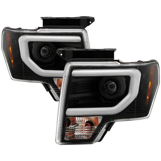 Fits ( Spyder Signature ) Ford F150 13-14 Projector Headlights - Factory Xenon Model Only ( Not Compatible With Halogen Model ) - Light Bar DRL - Black - High/Low D3S (Not Included)