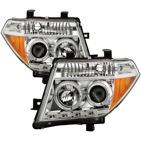 Fits ( Spyder Signature ) Nissan Frontier 05-08 / Nissan Pathfinder 05-07 Projector Headlights - LED Halo - LED ( Replaceable LEDs ) - Chrome - High H1 (Included) - Low H1 (Included)