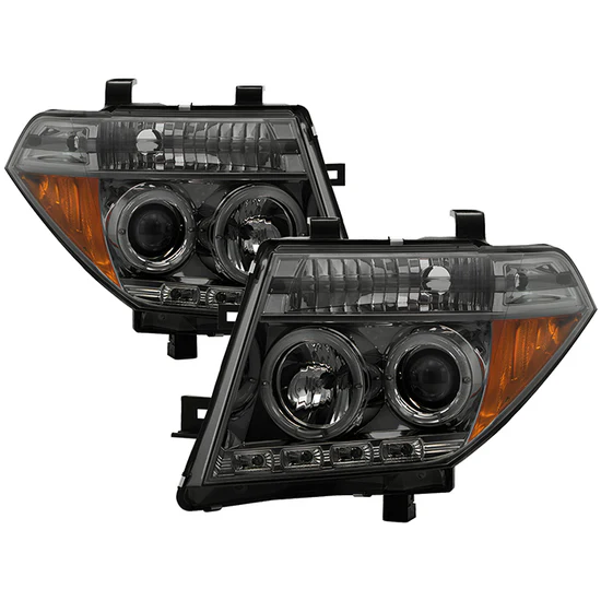 Fits ( Spyder Signature ) Nissan Frontier 05-08 / Nissan Pathfinder 05-07 Projector Headlights - LED Halo - LED ( Replaceable LEDs ) - Smoke - High H1 (Included) - Low H1 (Included)