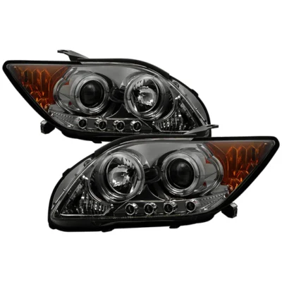 Fits ( Spyder Signature ) Scion TC 08-10 Projector Headlights - LED Halo -Replaceable LEDs - Smoke - High H1 (Included) - Low 9006 (Included)