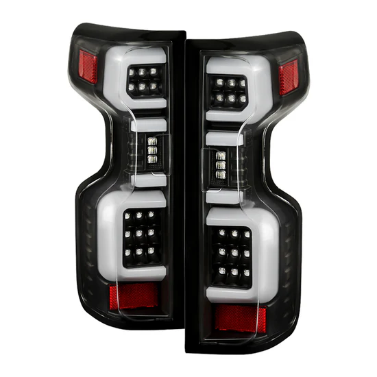 Fits ( Spyder ) Chevy Silverado 2019-2020 Factory Halogen Model ( Do Not Fit Factory LED Model ) LED Tail Light - Black