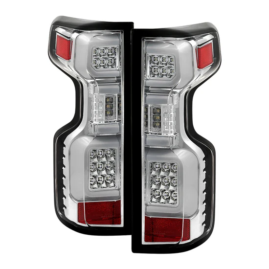 Fits ( Spyder ) Chevy Silverado 2019-2020 Factory LED Model ( Do Not Fit Factory Halogen Model ) LED Tail Light - Chrome