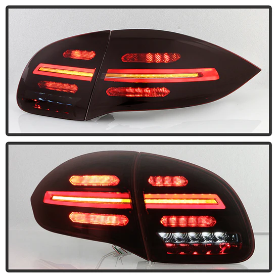 Fits ( Spyder ) Porsche Cayenne 958 2011-2014 LED Tail Lights - Sequential Signal - Red Smoke - Image 2