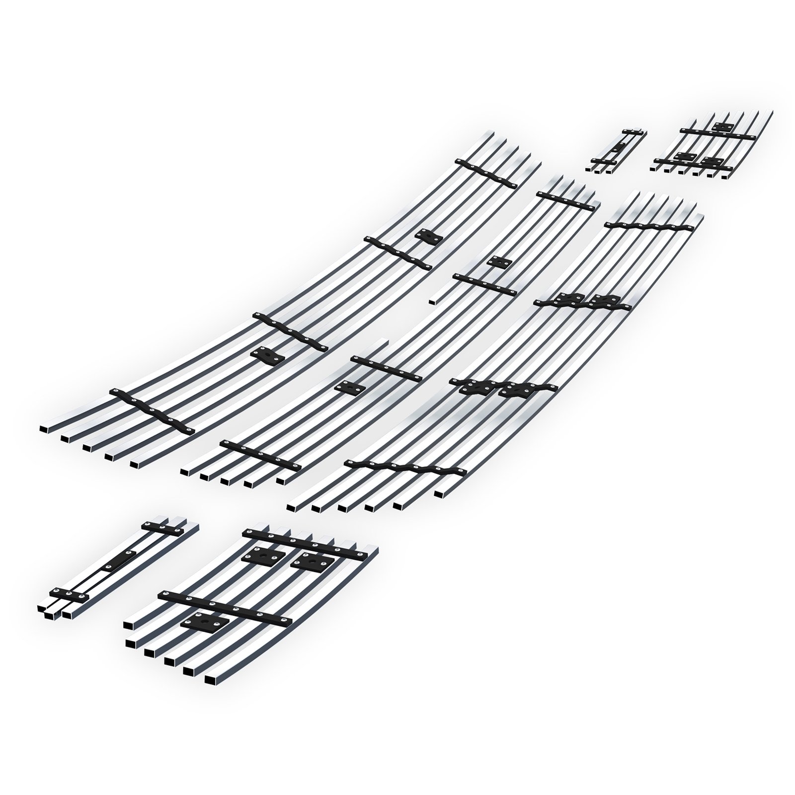 Fits 2006-2009 Chevy Trailblazer SS Main Upper + Lower Bumper Stainless Steel Billet Grille - Image 2
