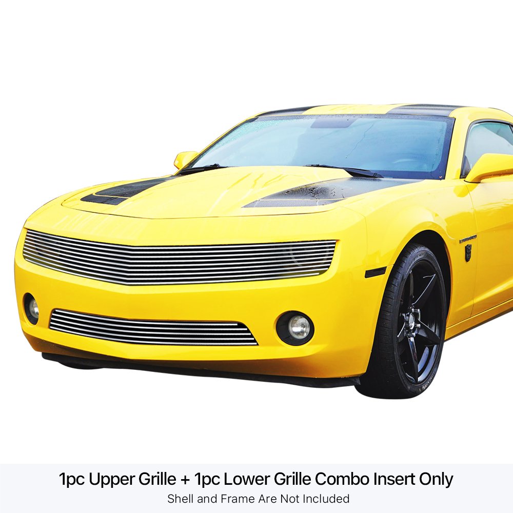 Fits 2010-2013 Chevy Camaro LT V6/2010-2013 Chevy Camaro LS V6 Main Upper + Lower Bumper Stainless Steel Billet Grille - Image 3