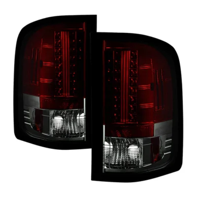 Fits Chevy Silverado 1500 07-13 2500HD/3500HD 07-14 GMC Sierra 3500HD Dually Models 07-14 ( Does Not Fit 2010 Model With Dual Reverse Socket 921 Bulb ) LED Tail Lights - Red Smoke